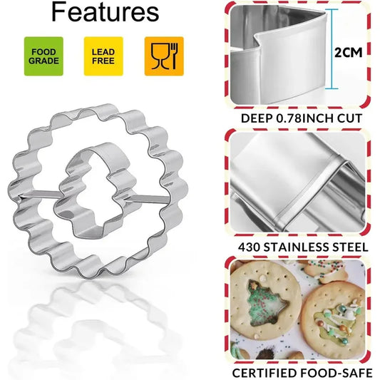 9-teiliges Ausstechformen-Set - Edelstahl - Weihnachtsmotive für Kekse