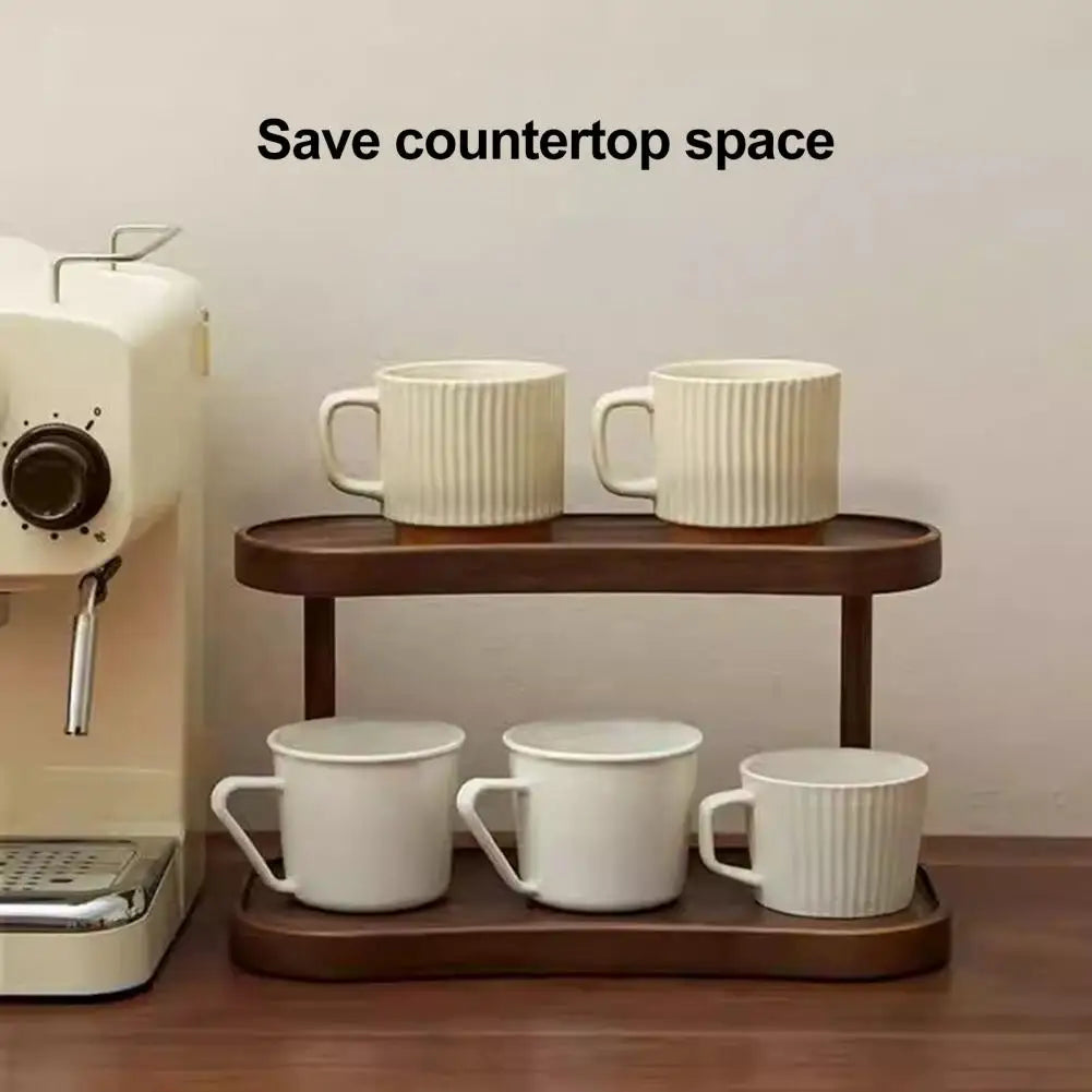 Vintage Holz Lagergestell mit Doppelter Ablage für Tassen und Gläser