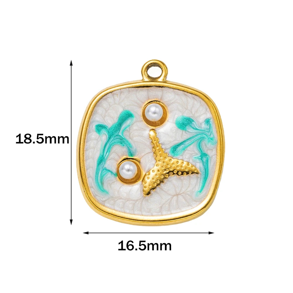 5-teiliges Edelstahl Charms Set Seestern golden für Schmuck DIY