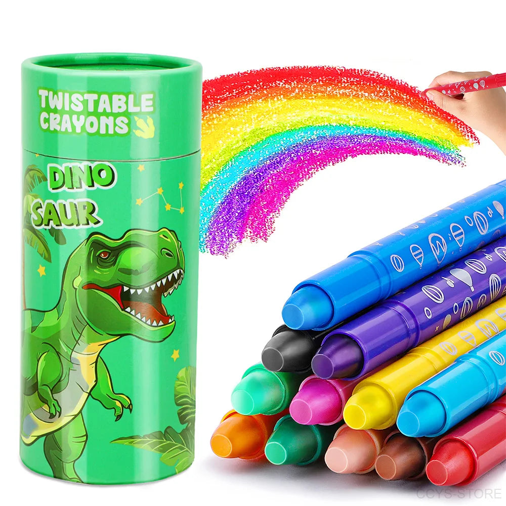 12 24 Farben Dinosaurier Buntstifte für Kinder waschbar löschbar Wachsstift