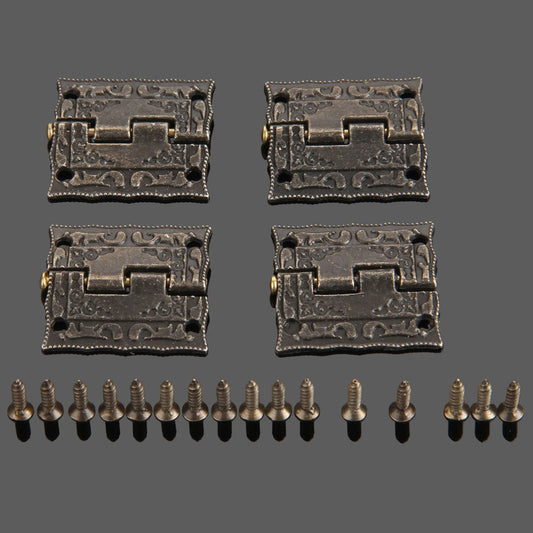 4 Stück Vintage Schrankscharniere antike Bronze Möbelbeschläge mit Schrauben