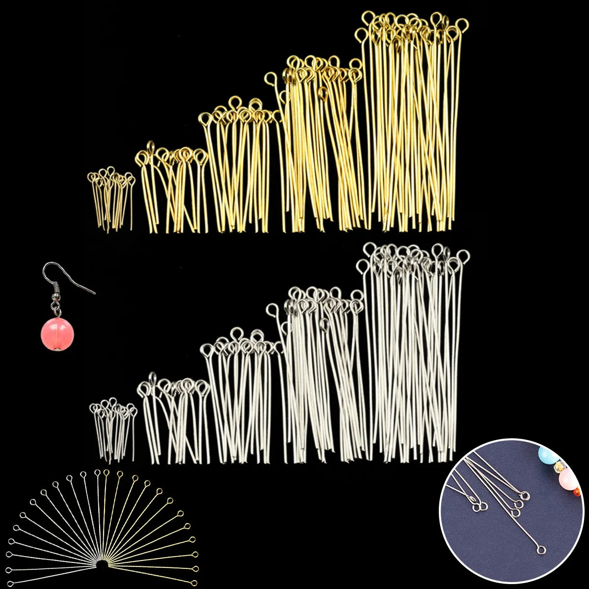150 Stück flexible Metallverbindungsnadeln in 9 Formen und 5 Größen für Schmuckherstellung-Yabubest - Home & More