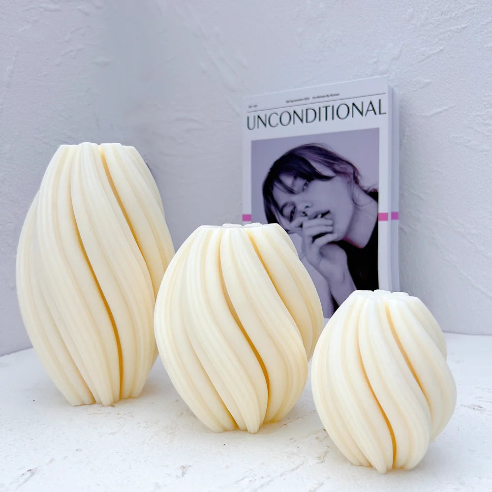 Geometrische Wellenwirbel Kerzenformen in drei Größen aus Silikon