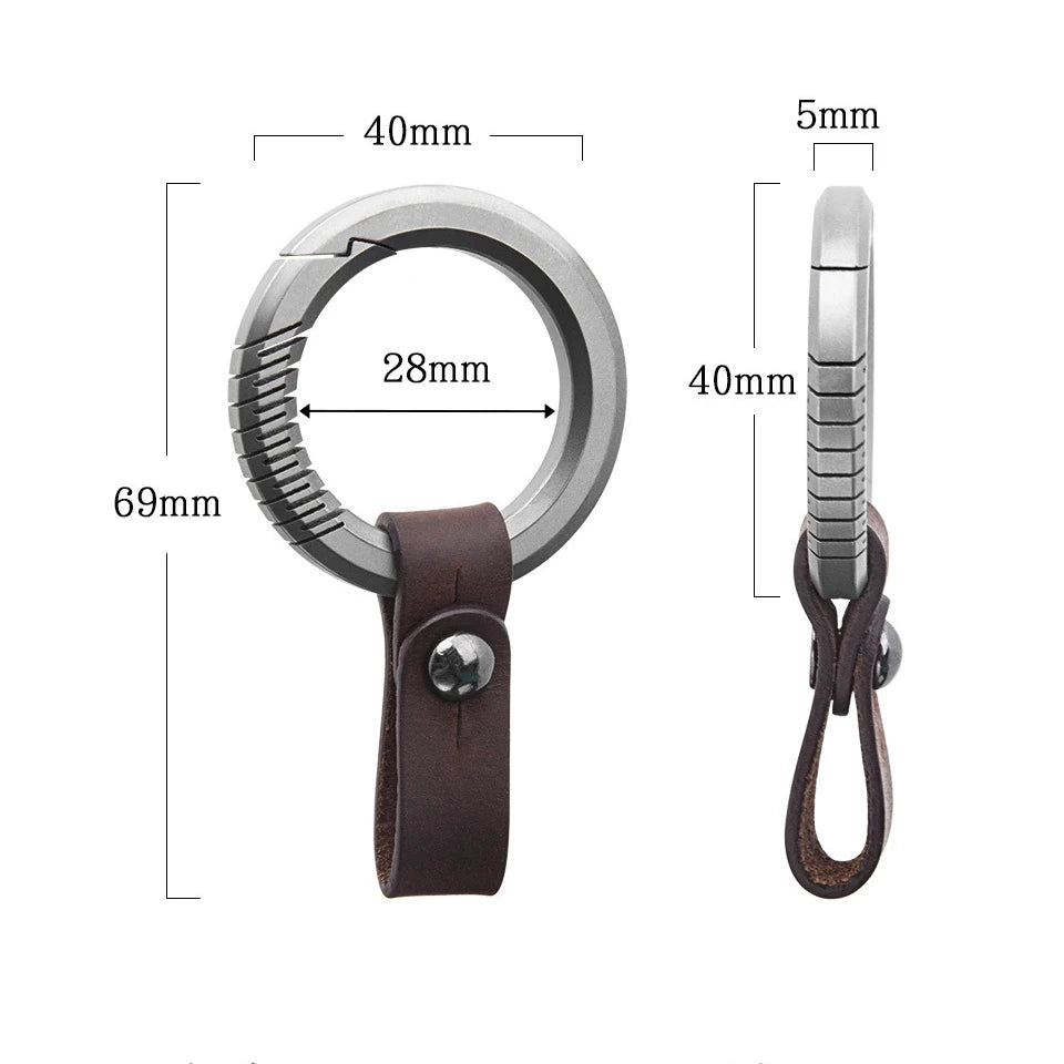 Schwarzer Titan Leder Schlüsselanhänger Herren leichtes EDC Geschenk