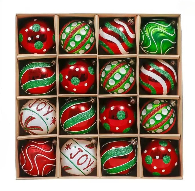 Set Weihnachtskugeln 6 cm gewellt mit Cartoon Muster