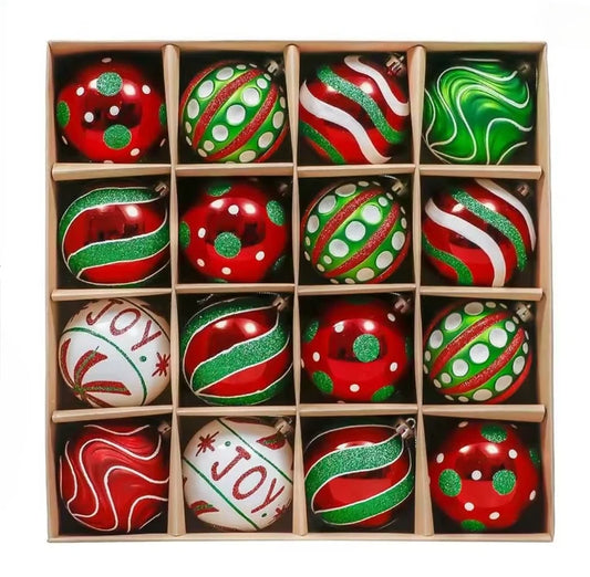 Set Weihnachtskugeln 6 cm gewellt mit Cartoon Muster