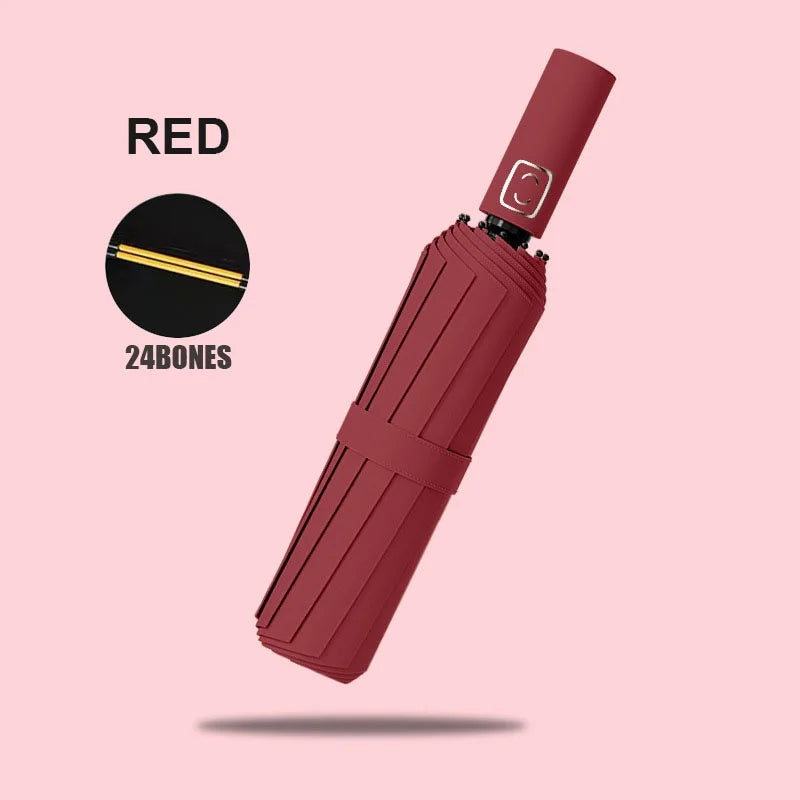 Großer 24-Knochen Automatikschirm UV-Schutz faltbar Regenschirm Erwachsen