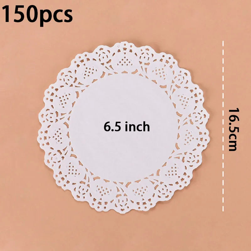 150 Runde Papier Spitzendeckchen Weiß Party Deko Tischsets Backzubehör