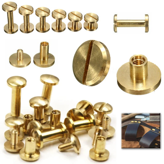 10 bis 30 Stück massive Messing Bindeschrauben für Lederhandwerk und Basteln-Yabubest - Home & More