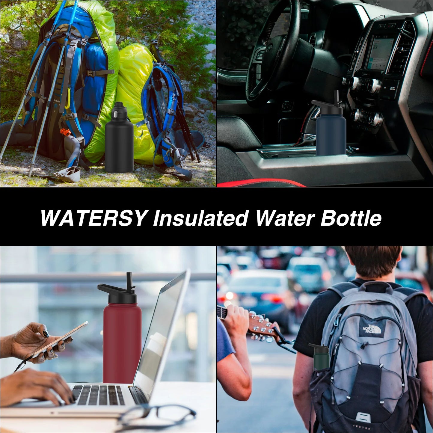 Großer 900ml Edelstahl Thermobecher mit Griff – Isoliert für Büro & Sport