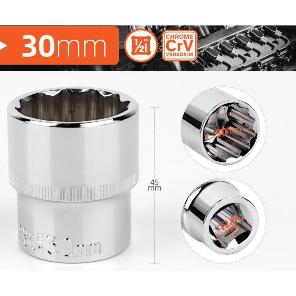 1/2 Zoll Vierkantantrieb 12-Punkt Steckschlüssel für Ratschenschlüssel 8-32mm