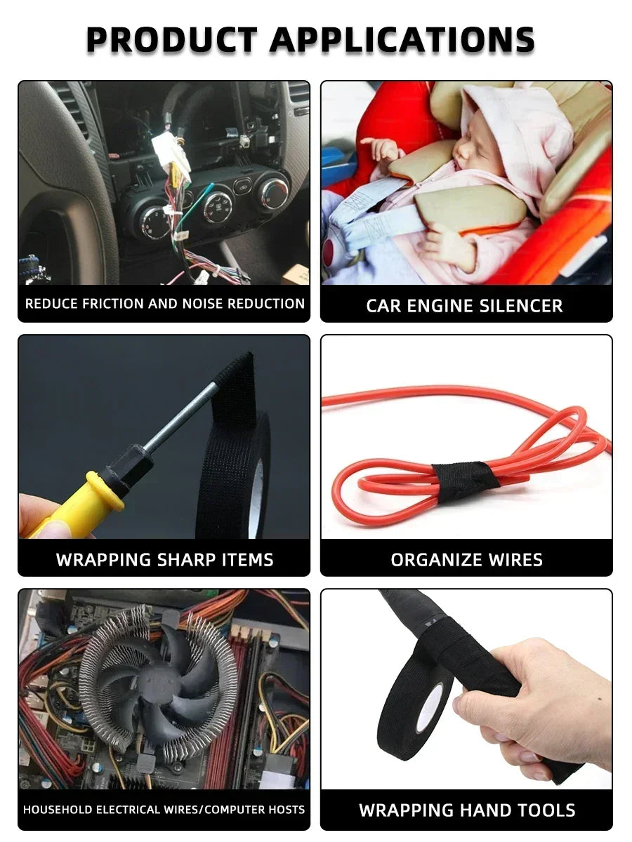 Hitzebeständiges selbstklebendes Stoffband für Kfz Kabelbaum 9-50mm Auswahl