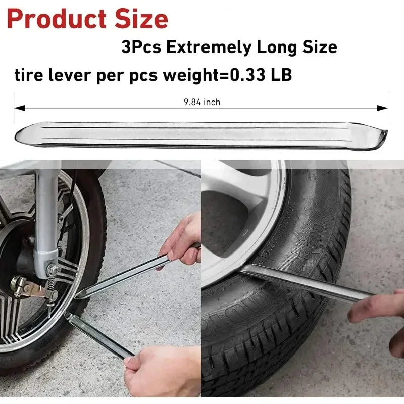 Robustes 3er Reifenlöffel-Set 30cm aus Stahl – schonend - langlebig Silber