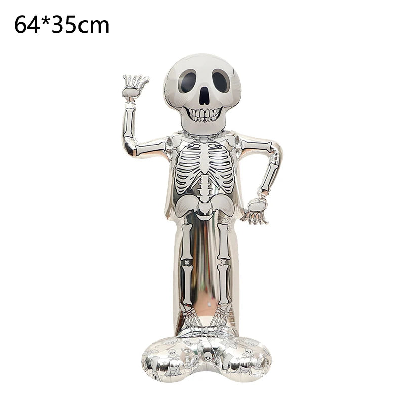 Großer Halloween-Stehballon mit Kürbis, Skeletten und Hexen für Partys