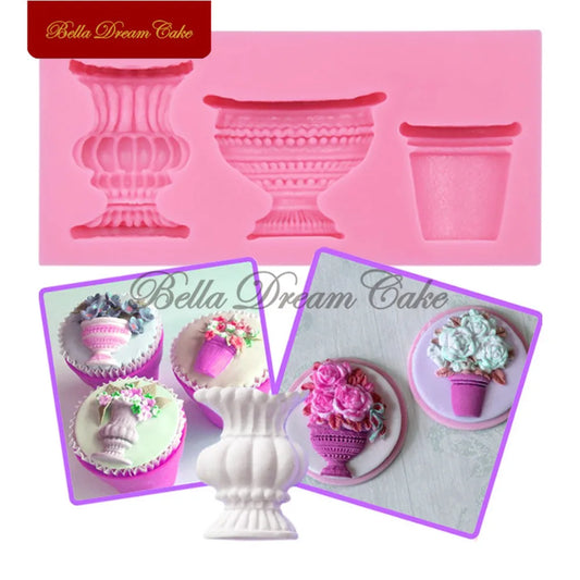 Silikonform Blumentopf und Vase für Fondant und Lebensmittel-Dekoration