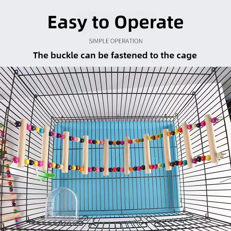 Natürliche Holzvogel Leitern Kletterspielzeug mit bunten Kugeln für Sittiche
