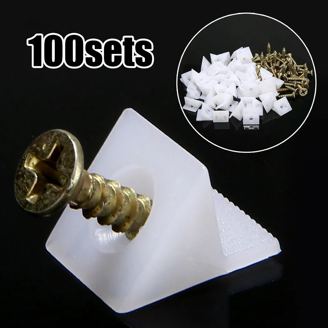 100x Möbel Reparatur Keile Eckhalterung für Schubladen Böden Fixierung Set