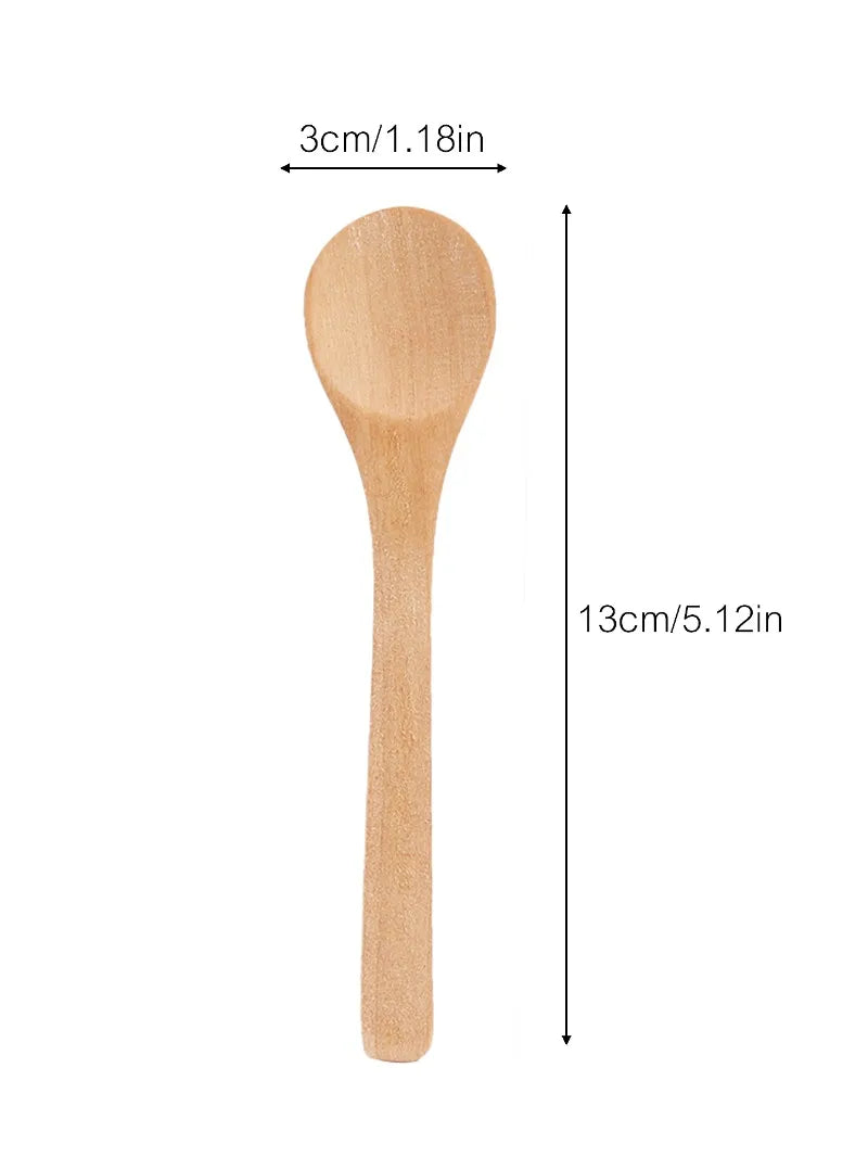 Holz Bambus Löffel Set 6 Stück runde Teelöffel für Küche und Tee