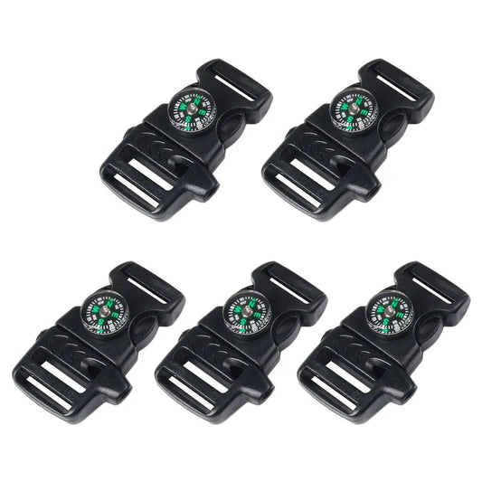 Multifunktionale 5er Pack 14mm Schnallen mit Kompass & Pfeife – Survival-Set