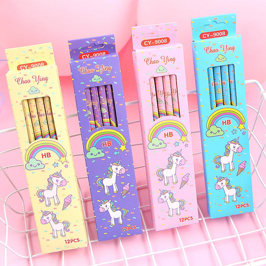 12-teiliges Einhorn Bleistift Set HB für Schule, Kids - Zeichnungen