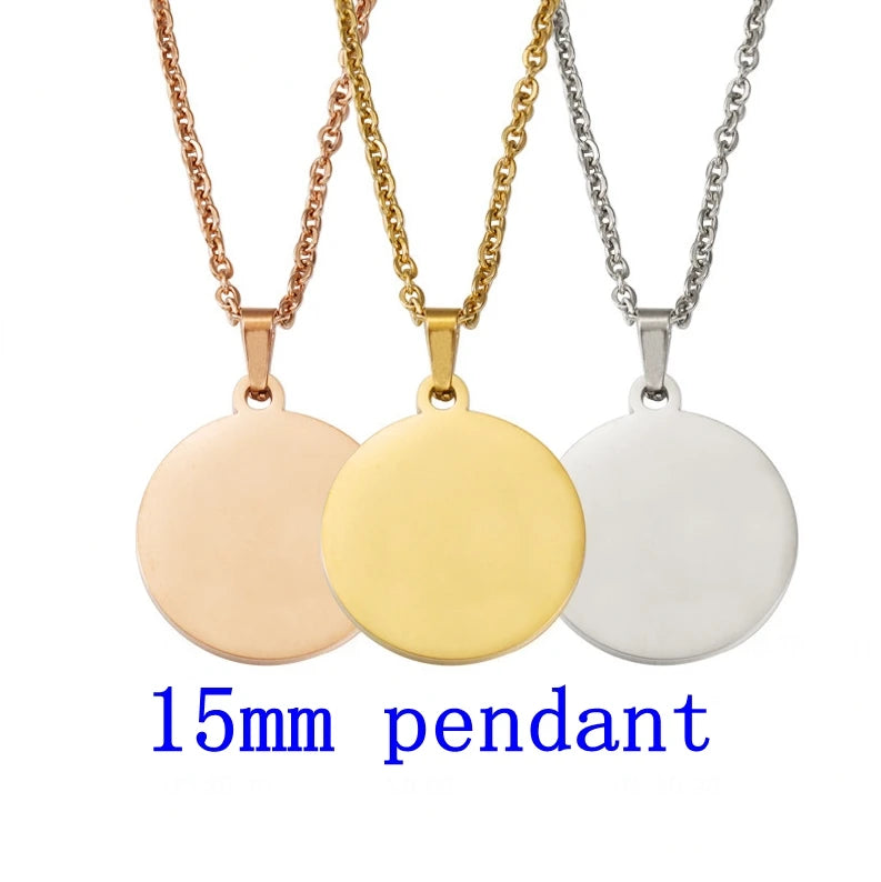 Set aus 10 runden Edelstahl Anhänger Halsketten zum Individualisieren