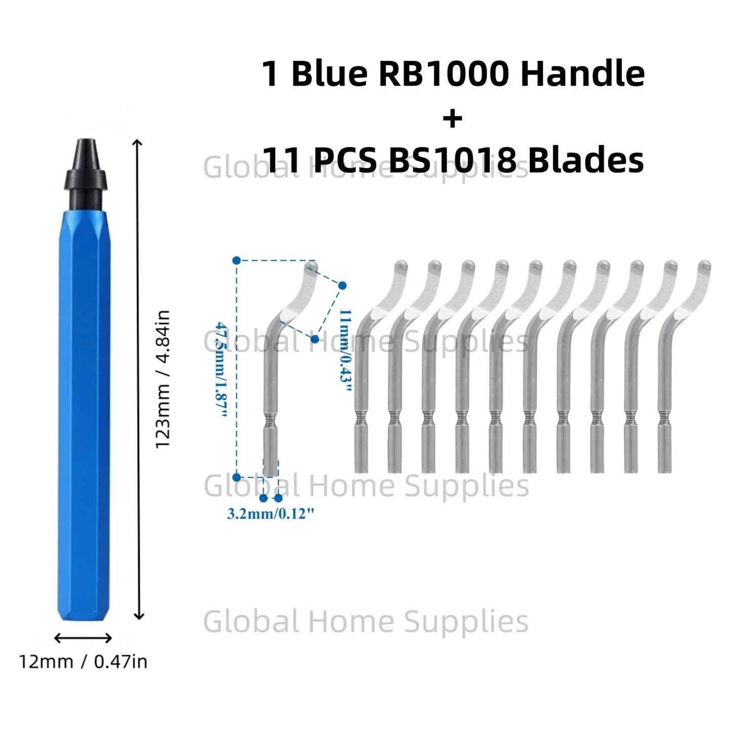 Entgratungswerkzeug Set RB1000 mit 1 oder 11 Schnellarbeitsstahl-Schwenkklingen