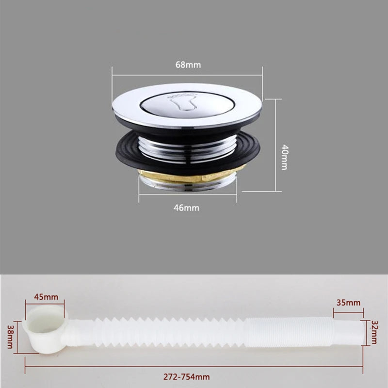 Langlebiger Pop-Up Abfluss 75 cm mit wasserdichter Dichtung – Für Bad & Waschbecken