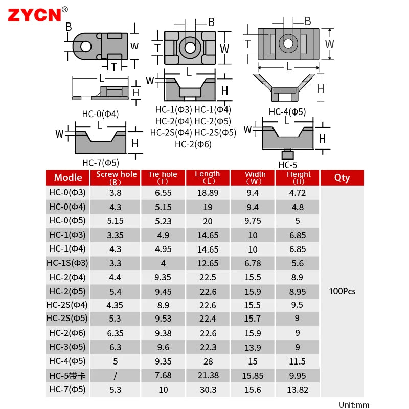 100 Stück Kabelbinderhalter Kunststoff Kabelbefestigung für USB Kabel