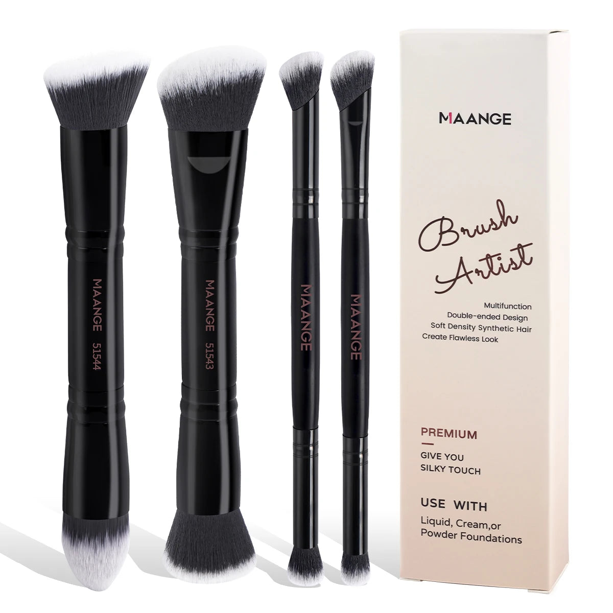 4-teiliges Make-up-Pinsel-Set mit Box – weich, präzise - perfekt für Reisen
