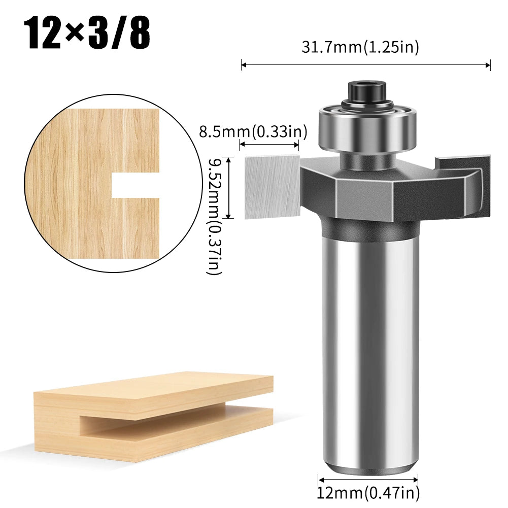 Doppel-rand T-förmiger Fräser mit 6mm und 12mm Schaft für Holzarbeiten