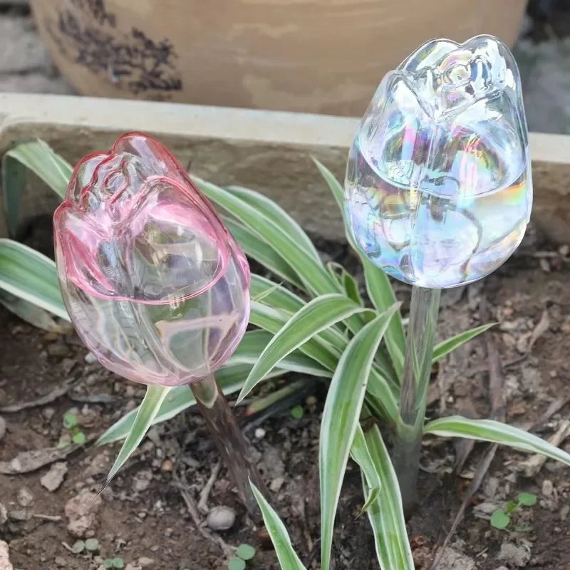 Automatische Tropfbewässerung: Rosa Borosilikatglas-Bewässerungsbälle, 1-6 Stk