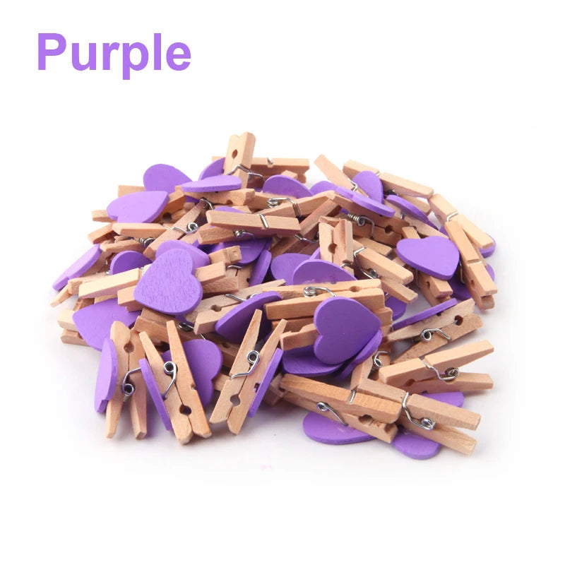 50x Holz Herz Foto Clips für DIY Deko, Hochzeit, Notizen Wohnkultur