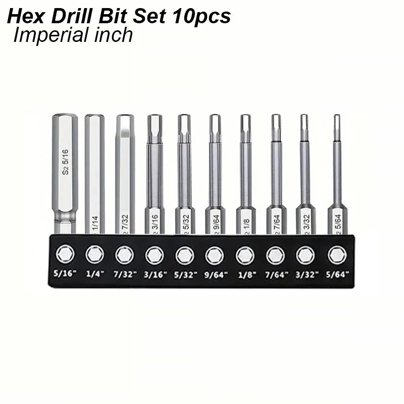 Magnetisches Hex Inbusschlüssel Bit Set aus S2 Stahl – Metrisch - Imperial, robust