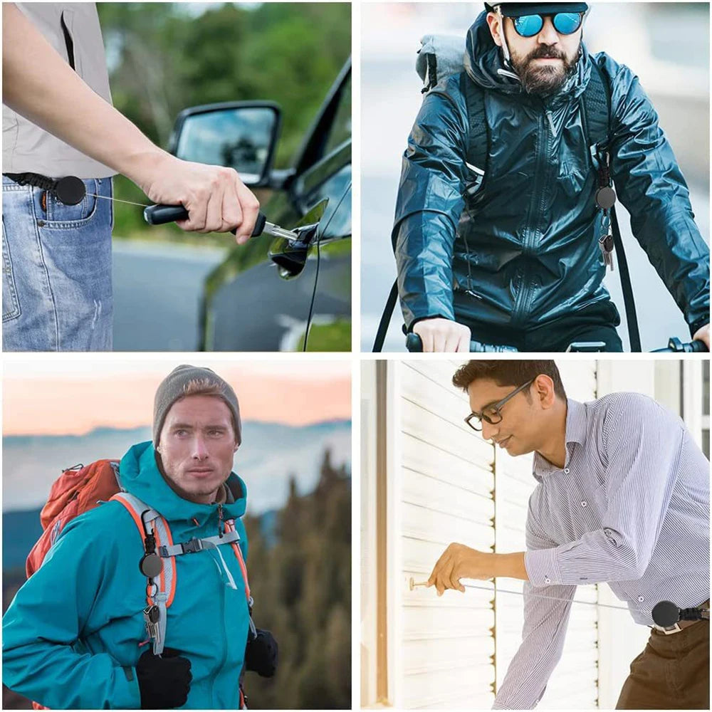 Einziehbarer Schlüsselanhänger mit Karabiner Outdoor Diebstahlschutz