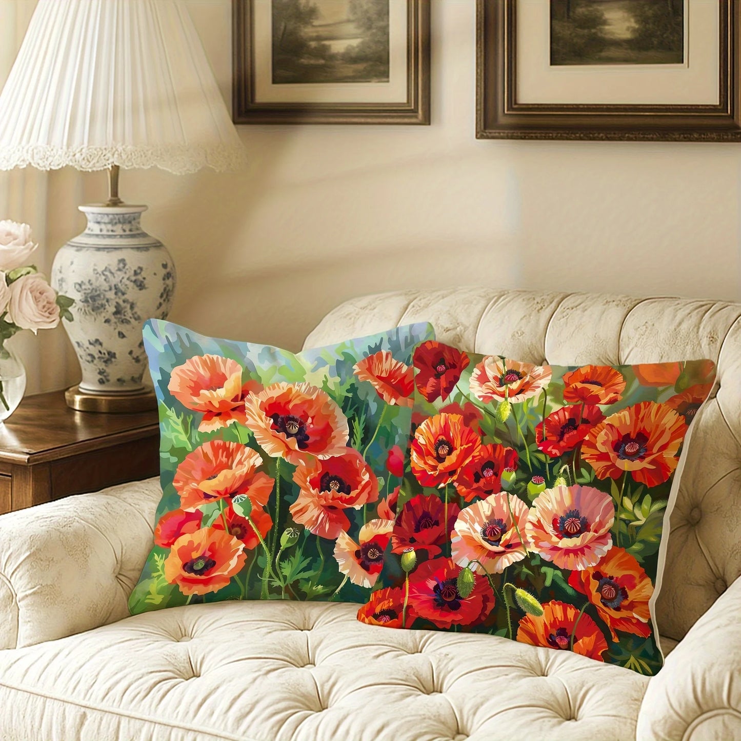 Dekorative Mohnblumen Kissenbezüge für Sofa und Schlafzimmer