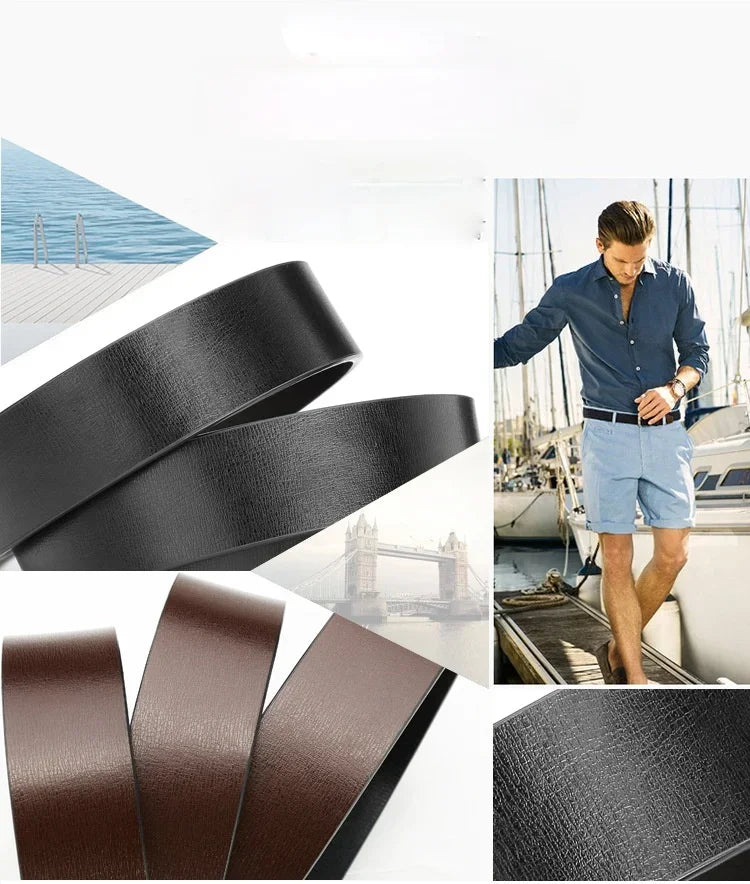 Doppelseitiger Herren-Gürtel 3,3 cm – Schwarz - Braun, stilvoll ohne Schnalle