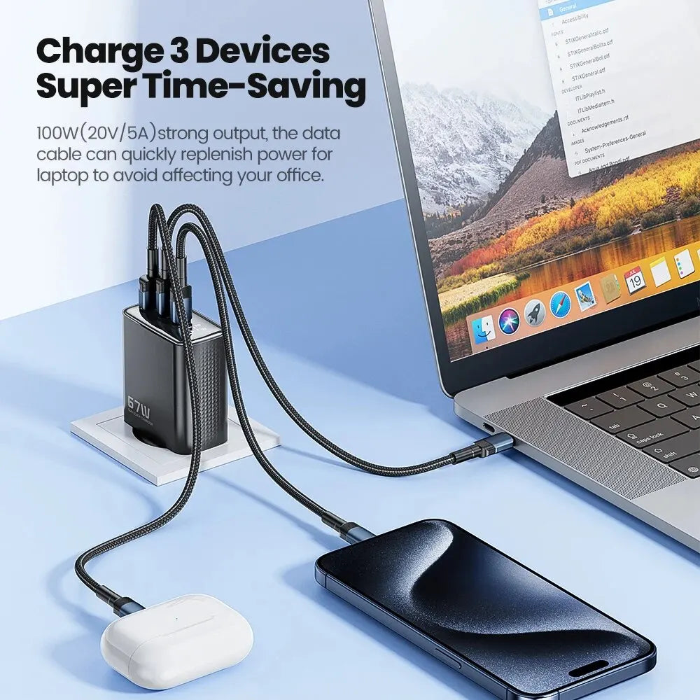 67W GaN USB-C Netzteil Digitalanzeige für Laptop, Tablet, Smartphone schnell