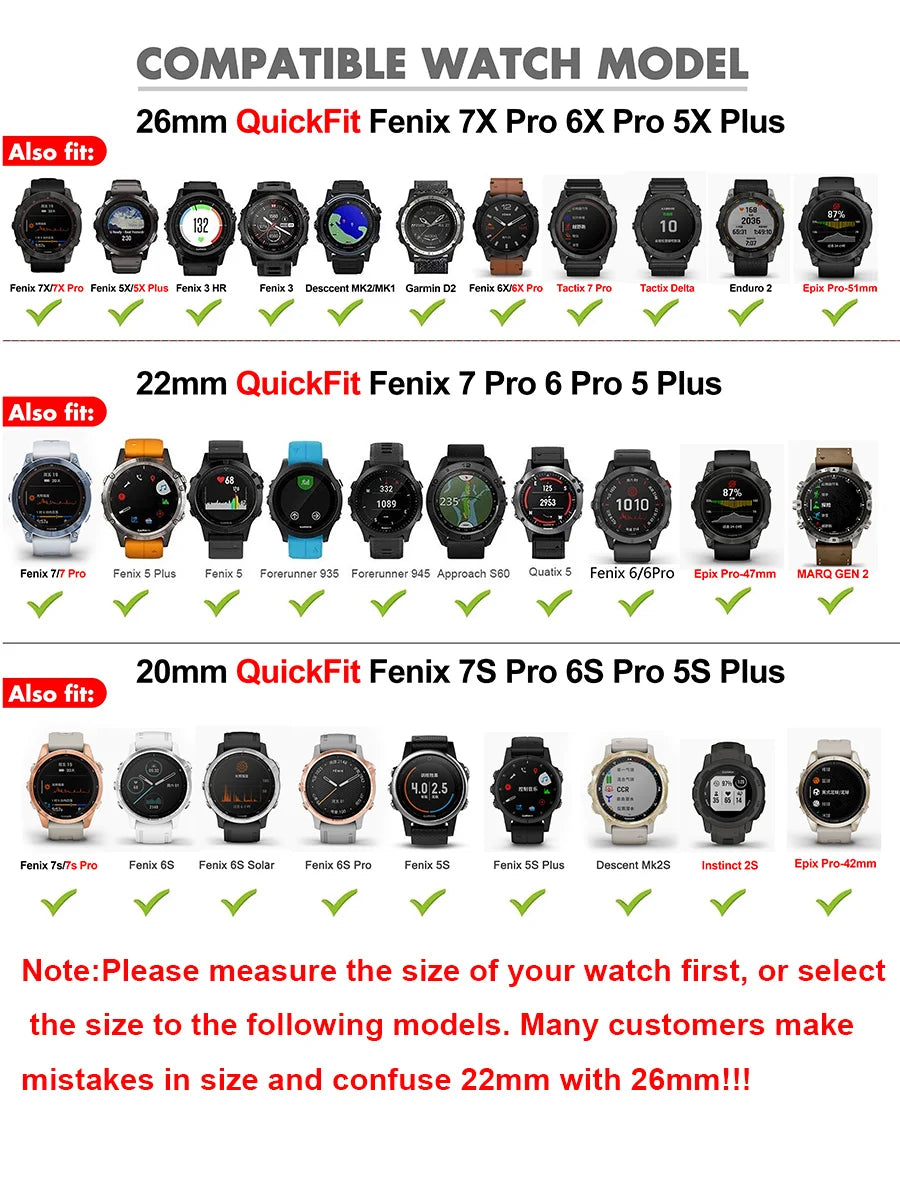 Schnelles Wechseln - Komfort: Silikon-Uhrenarmband 20/22/26mm für Garmin Fenix