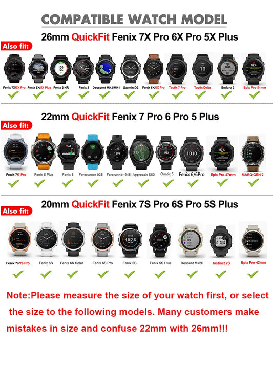Schnelles Wechseln - Komfort: Silikon-Uhrenarmband 20/22/26mm für Garmin Fenix