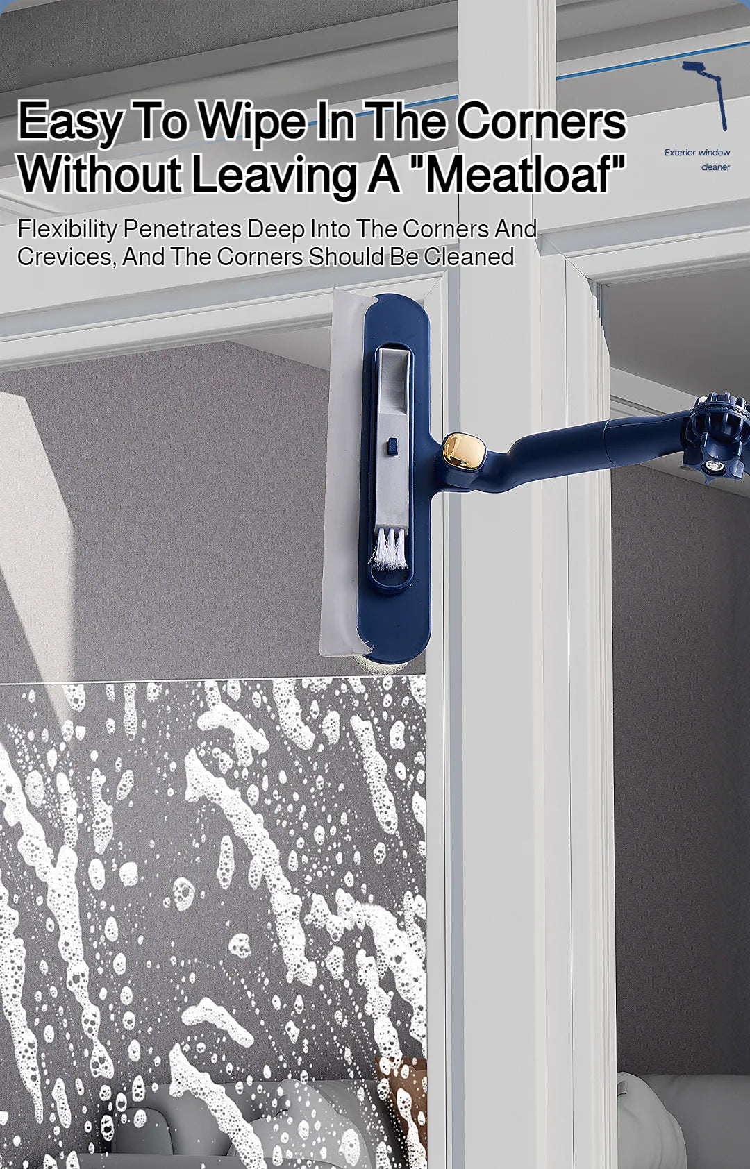 2in1 Fensterreiniger mit drehbarer Bürste und Rakel für Glas und Fliesen-Yabubest - Home & More