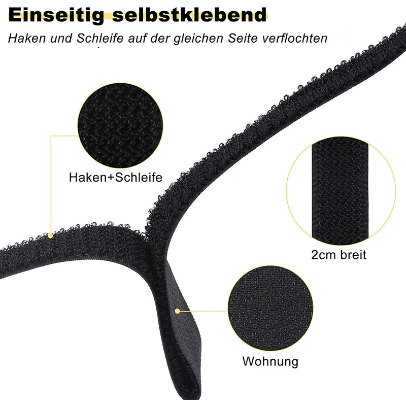 5 m wiederverwendbare Kabelbinder mit 20 Schnallen – flexibel - robust für Kabelorganizer