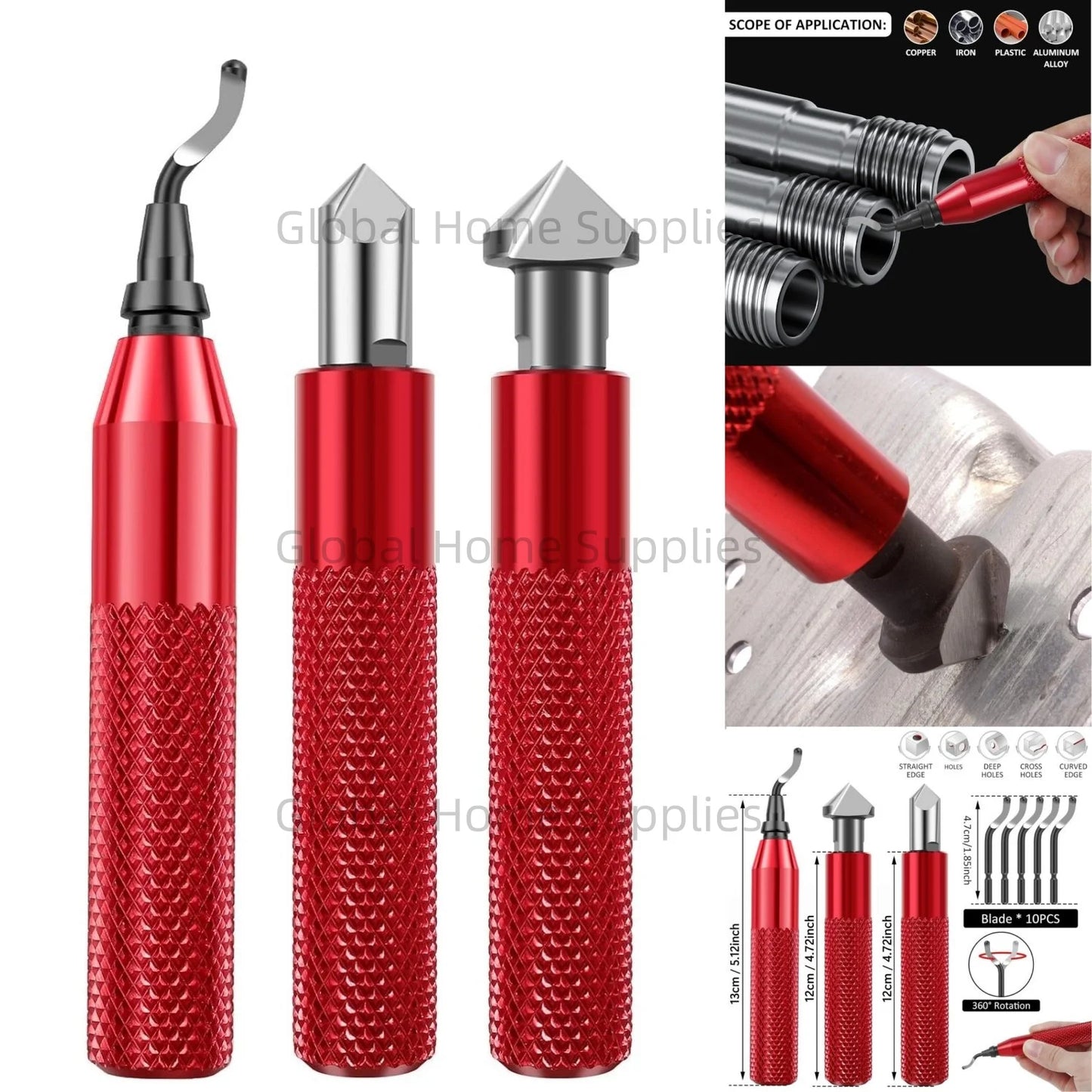 Entgratungswerkzeug-Set mit Senker-Handreibahlen und 10 Zusatzklingen