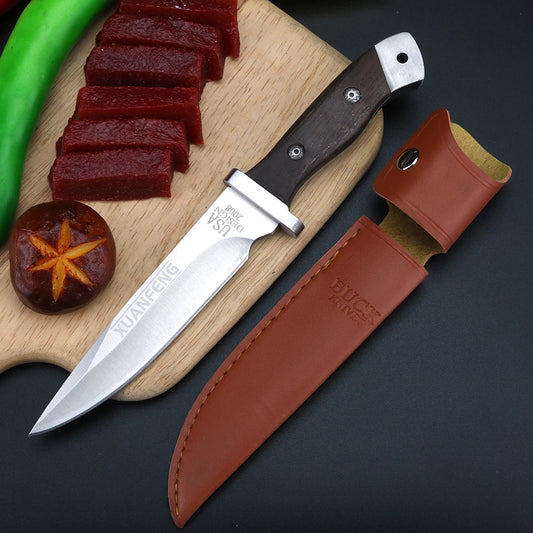 Kochmesser mit Holzgriff und scharfer Klinge aus langlebigem Stahl für vielseitiges Schneiden