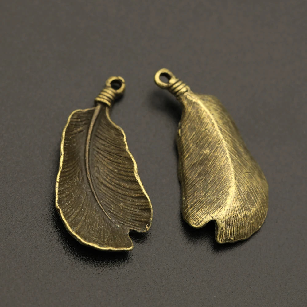 10er Set Antik Bronze Silber Blattform Anhänger für DIY Schmuck Basteln