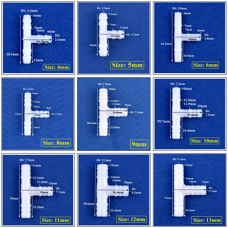 Lebensmittelechte weiße PE T-Stecker 4-13mm – robust - vielseitig 5-200 Stück