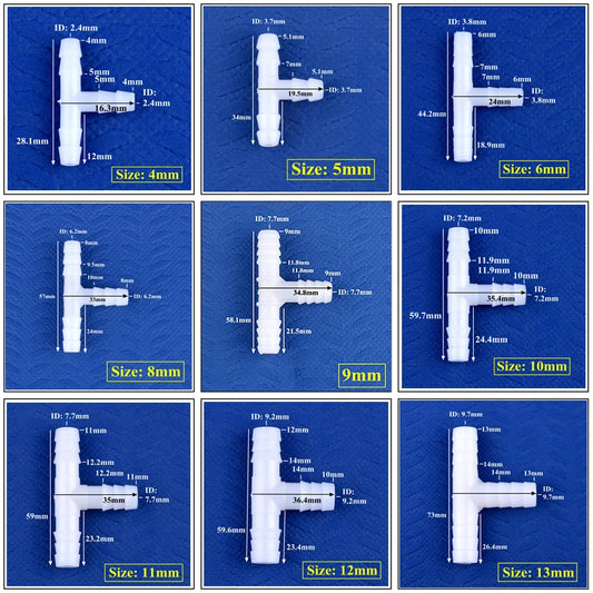 Lebensmittelechte weiße PE T-Stecker 4-13mm – robust - vielseitig 5-200 Stück