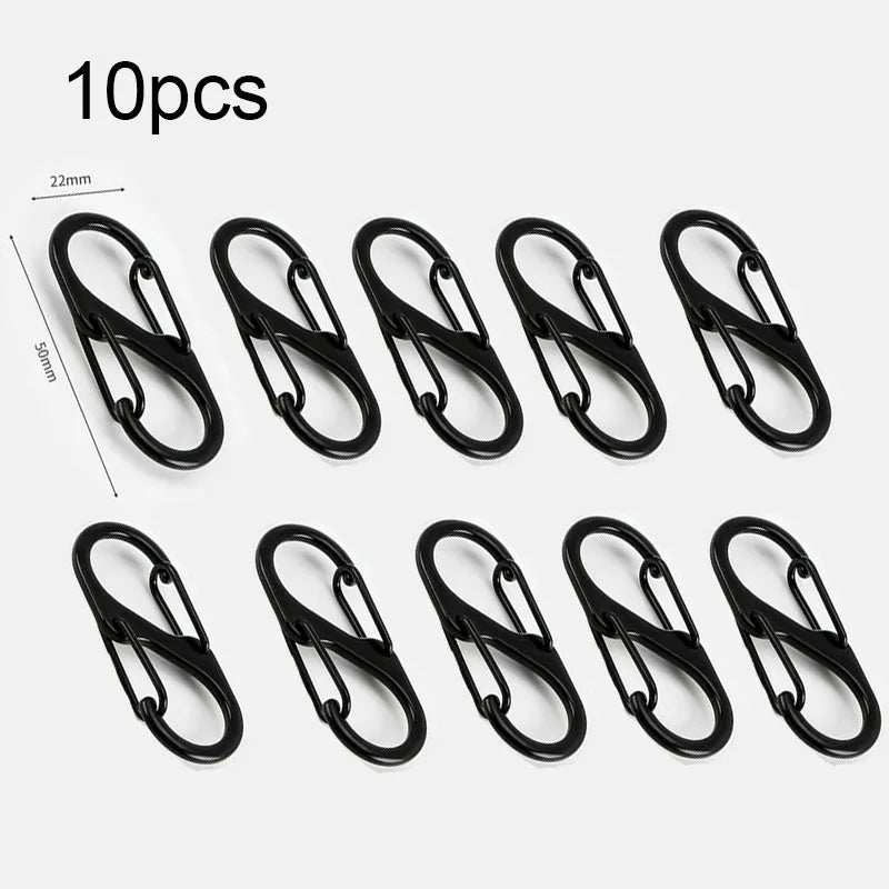 5 10er Set Mini Aluminium Karabiner S Typ Schlüsselbund Haken Camping
