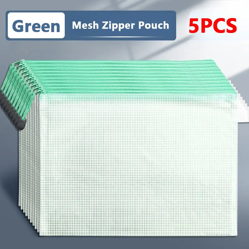 5er Set mehrfarbige Mesh Organizer Taschen mit Reißverschluss für Büro und Schule