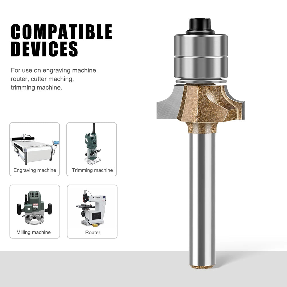 6 mm 1/4 Zoll Schaft Doppellager-Gravurfräser mit abgerundeten Kanten