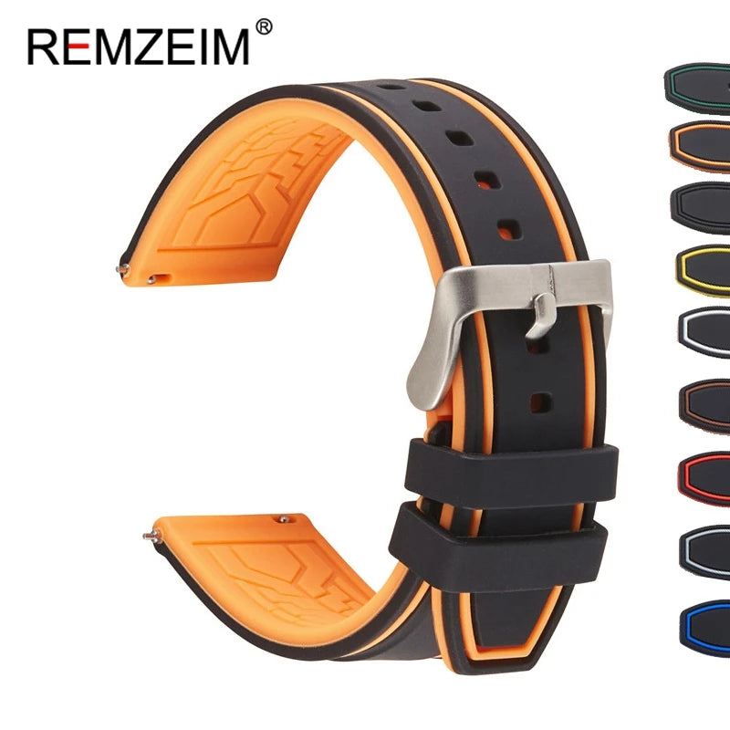 Silikon Uhrenarmband mit Schnellverschluss in 20/22/24mm Breite